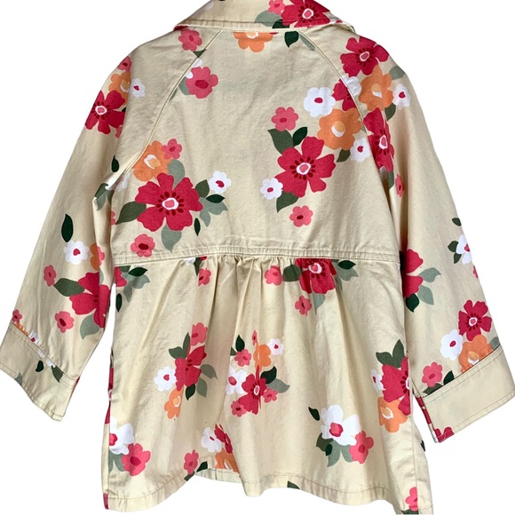 Gymboree Spring Floral Button Jacket Khaki Coral Pink New XS - Picture 9 of 12
